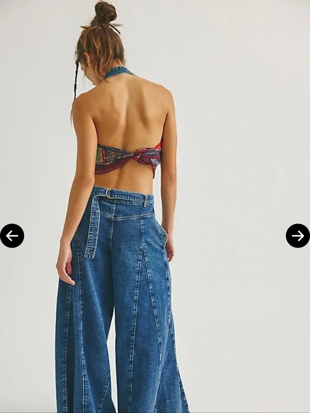 We The Free Halter Denim Wide-Leg Overalls in Blue - Picture 5 of 10
